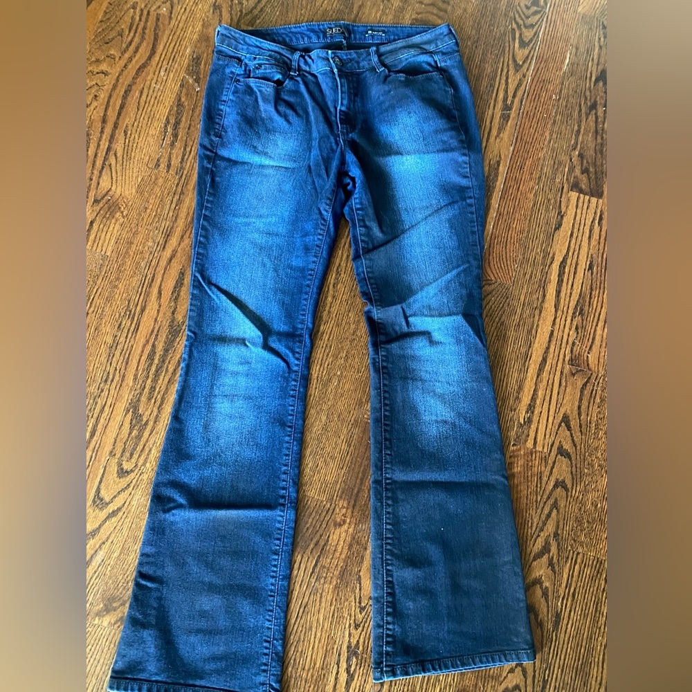 Suede 31 Blue Jeans Mid Rose Boot Cut 12 Stretch Dark Blue Denim